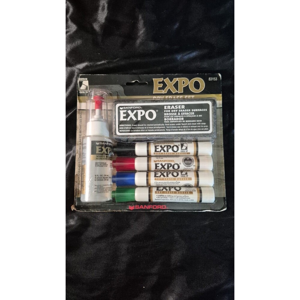 EXPO Combo Pack Whiteboard Markers w/ Eraser & Cleaner, MPN 83153 vintage 1999